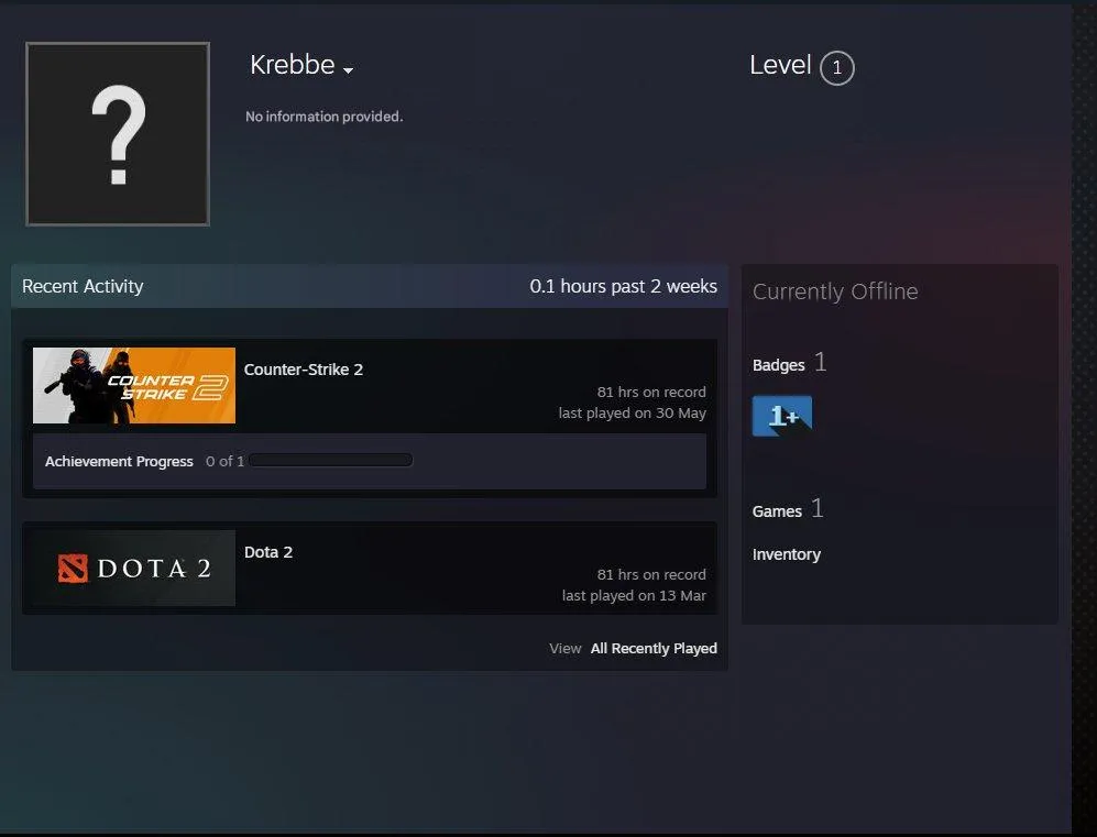 CS274 Prime CS2 Account | 80h CS2 + Dota 2 | Level 1 Steam 